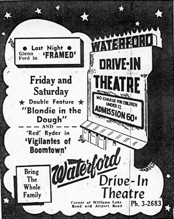 Waterford Drive-In Theatre - OAKLAND PRESS ADVERTISEMENT